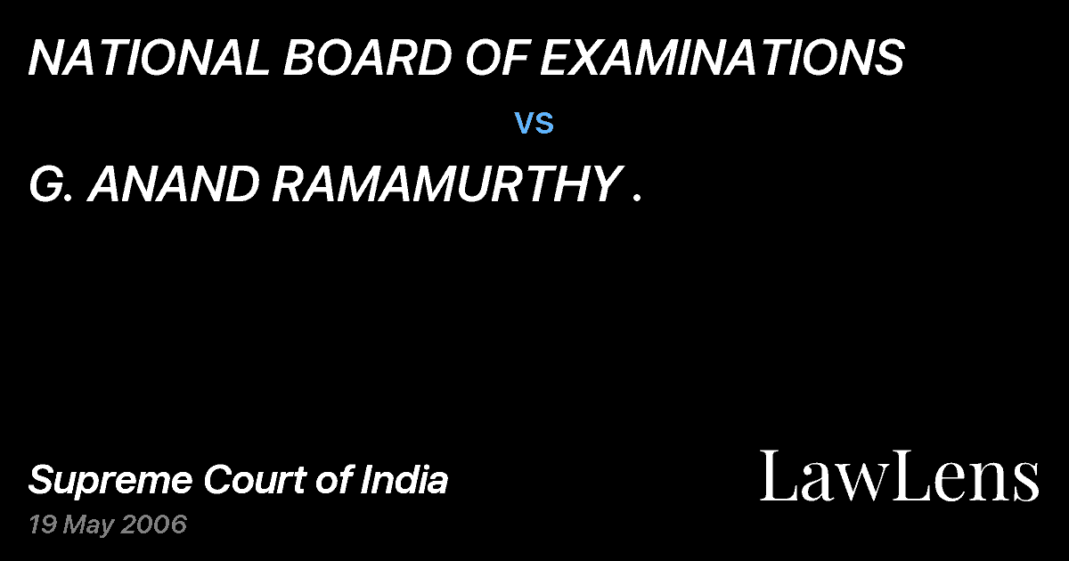 Preview image for NATIONAL BOARD OF EXAMINATIONS vs. G. ANAND RAMAMURTHY .