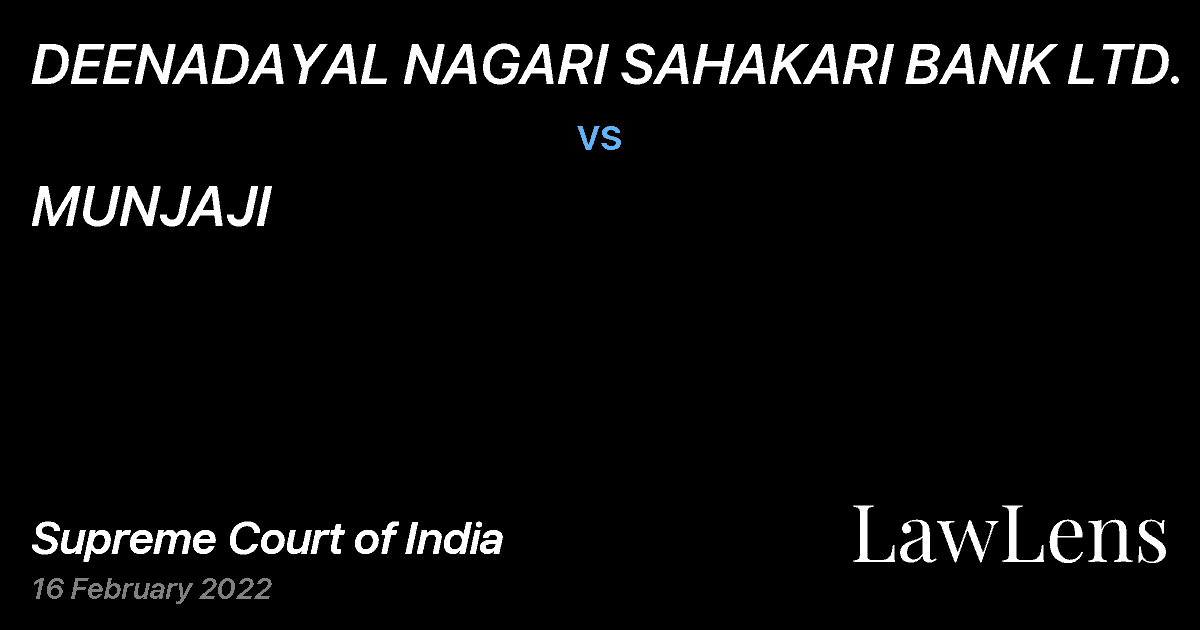 Preview image for DEENADAYAL NAGARI SAHAKARI BANK LTD. vs. MUNJAJI