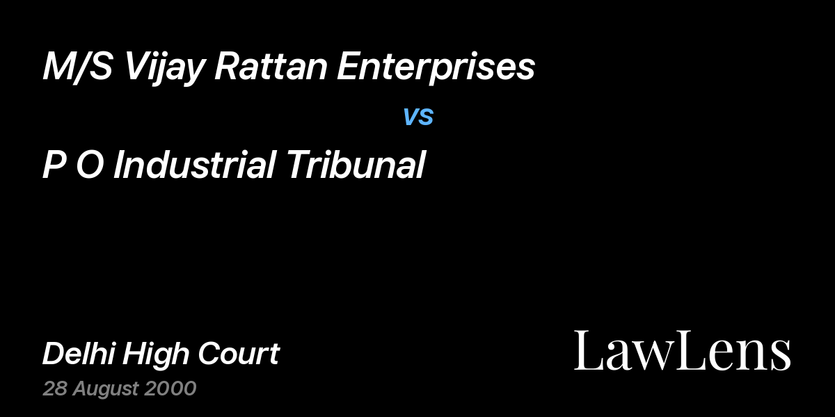 Preview image for M/S Vijay Rattan Enterprises vs. P O Industrial Tribunal