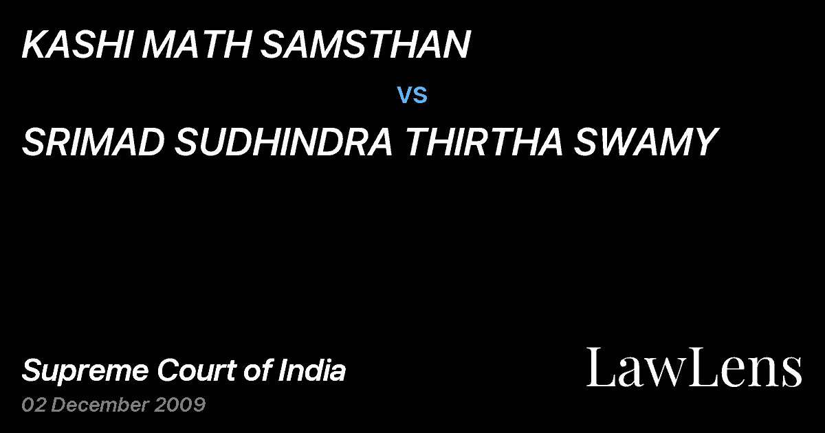 Preview image for KASHI MATH SAMSTHAN vs. SRIMAD SUDHINDRA THIRTHA SWAMY