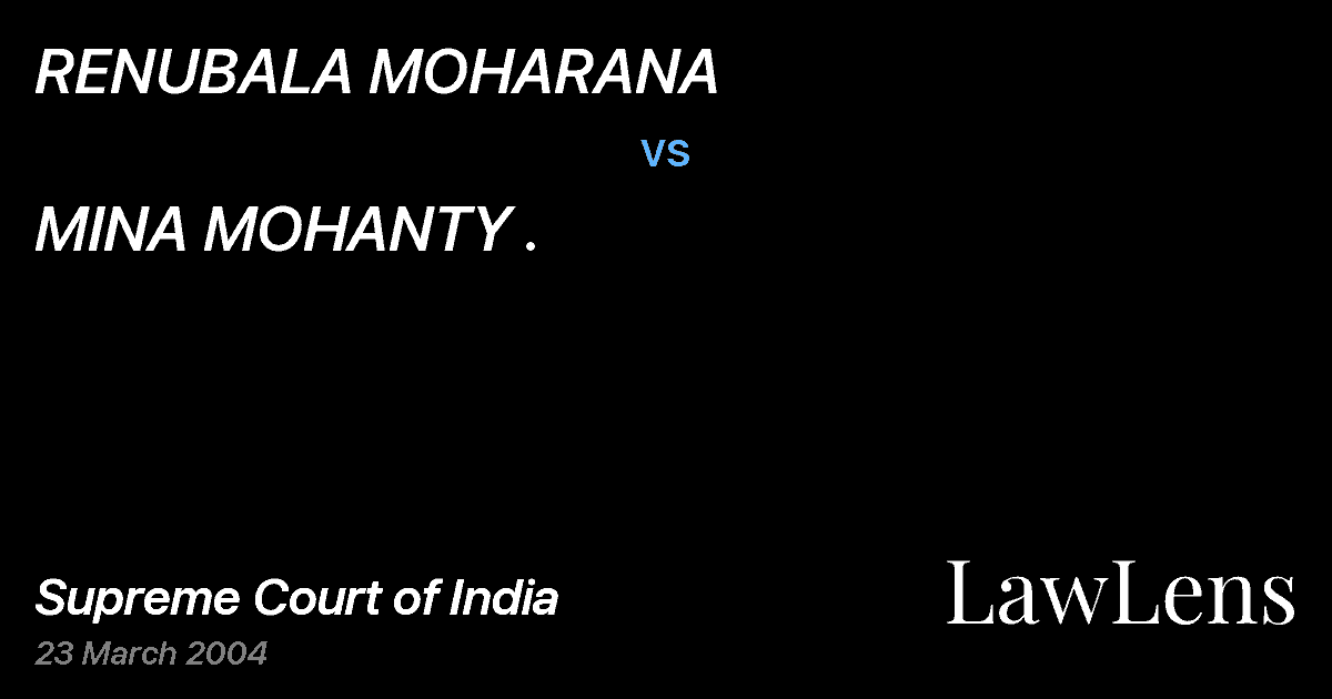 Preview image for RENUBALA MOHARANA vs. MINA MOHANTY .