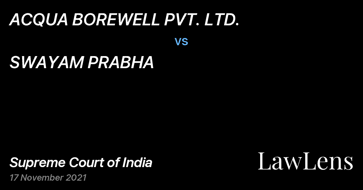 Preview image for ACQUA BOREWELL PVT. LTD. vs. SWAYAM PRABHA