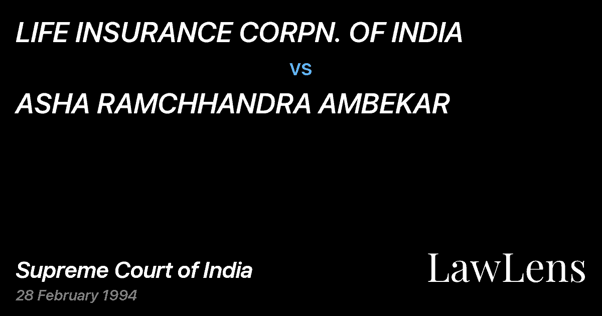 Preview image for LIFE INSURANCE CORPN. OF INDIA vs. ASHA RAMCHHANDRA AMBEKAR