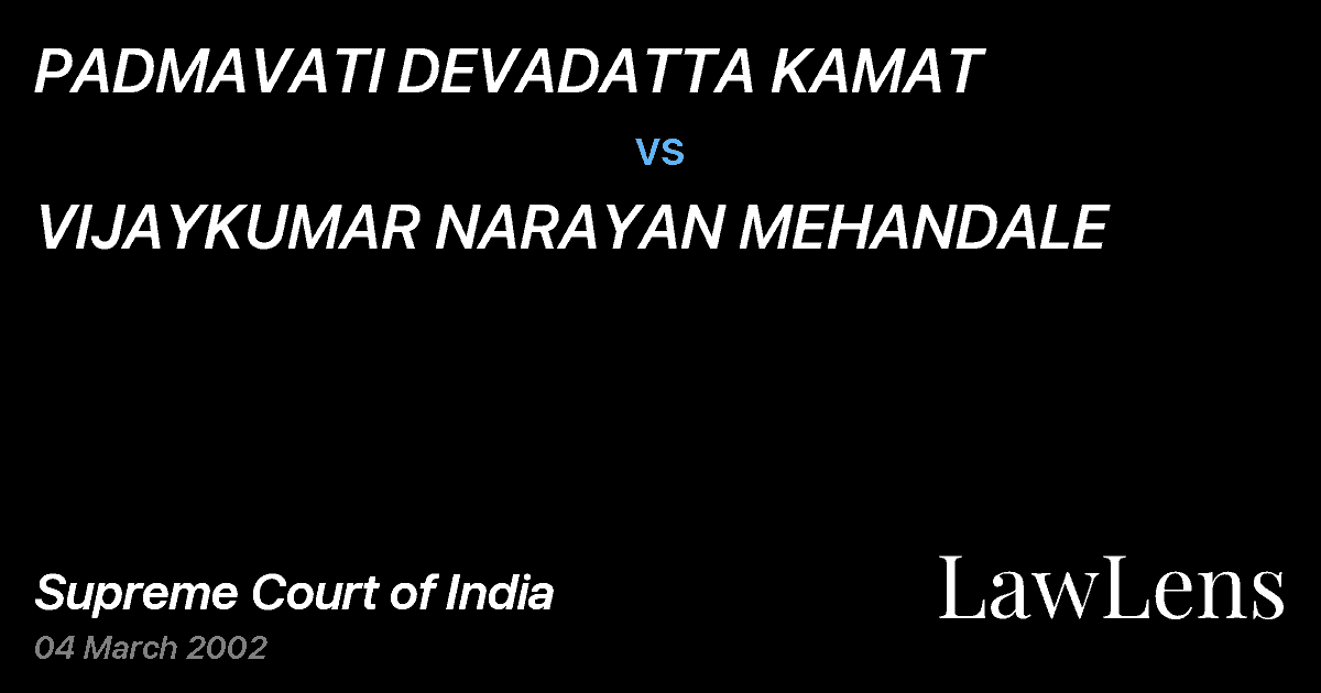 Preview image for PADMAVATI DEVADATTA KAMAT vs. VIJAYKUMAR NARAYAN MEHANDALE