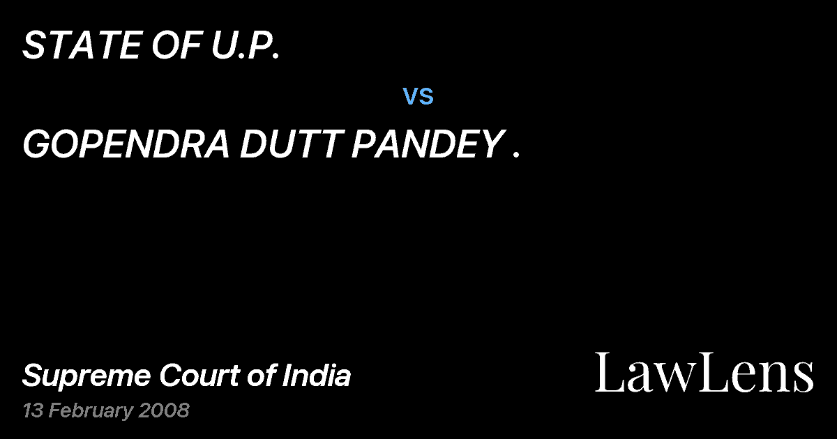 Preview image for STATE OF U.P. vs. GOPENDRA DUTT PANDEY .