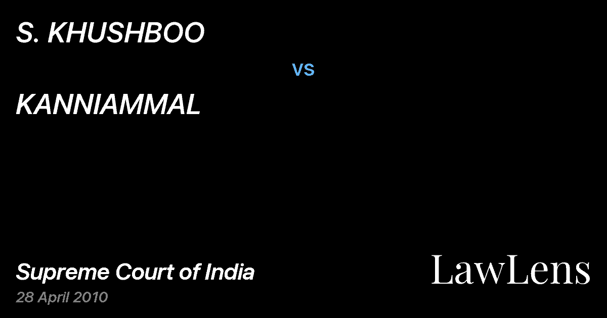 Preview image for S. KHUSHBOO vs. KANNIAMMAL