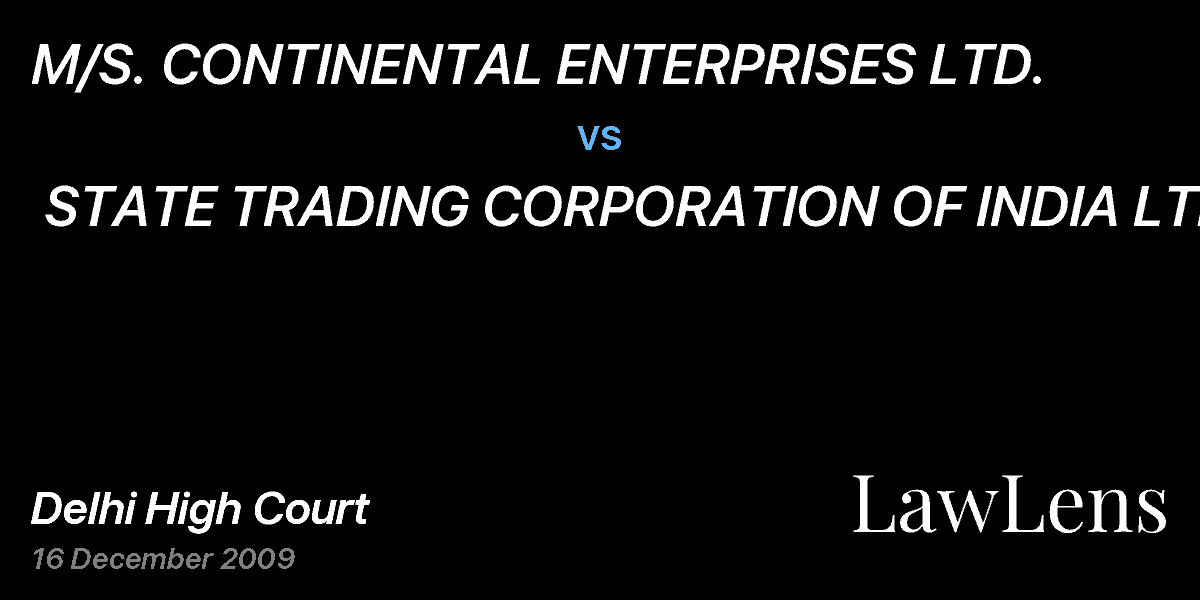 Preview image for M/S. CONTINENTAL ENTERPRISES LTD. vs. STATE TRADING CORPORATION OF INDIA LTD.