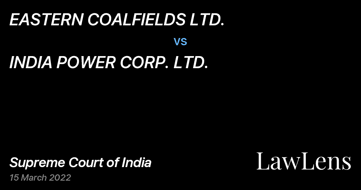 Preview image for EASTERN COALFIELDS LTD. vs. INDIA POWER CORP. LTD.