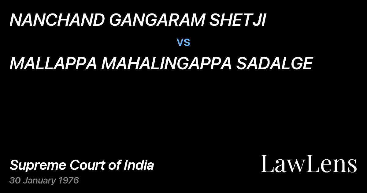 Preview image for NANCHAND GANGARAM SHETJI vs. MALLAPPA MAHALINGAPPA SADALGE