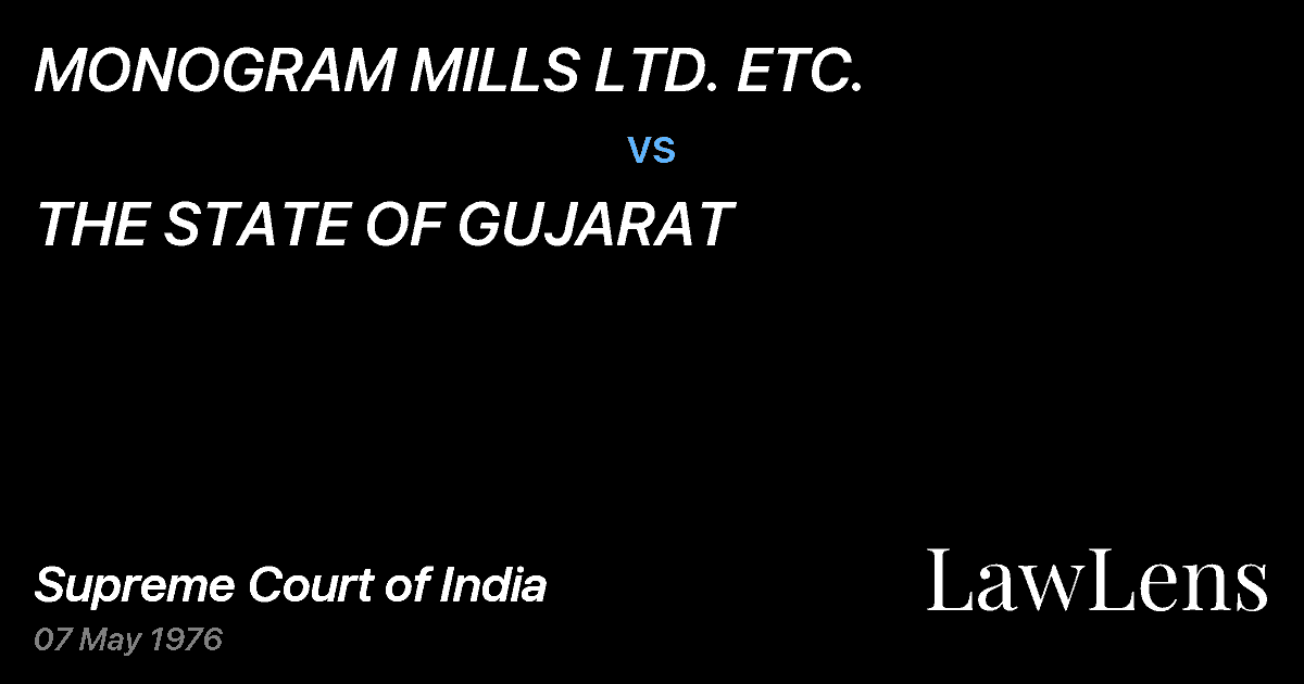 Preview image for MONOGRAM MILLS LTD. ETC. vs. THE STATE OF GUJARAT