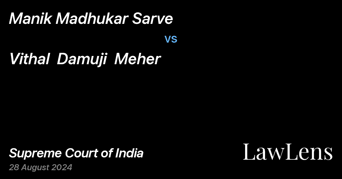 Preview image for MANIK MADHUKAR SARVE vs. VITHAL  DAMUJI  MEHER