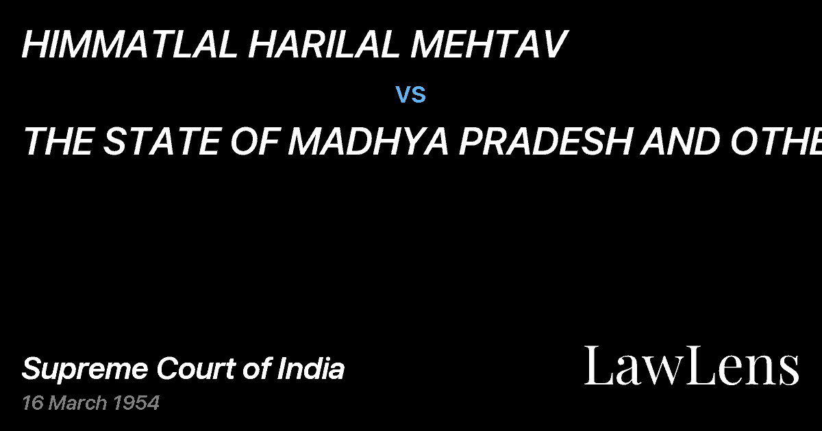 Preview image for HIMMATLAL HARILAL MEHTAV vs. THE STATE OF MADHYA PRADESH AND OTHE