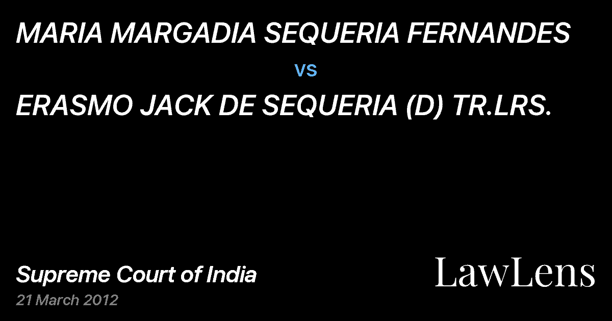 Preview image for MARIA MARGADIA SEQUERIA FERNANDES vs. ERASMO JACK DE SEQUERIA (D) TR.LRS.