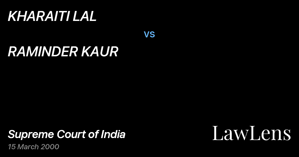 Preview image for KHARAITI LAL vs. RAMINDER KAUR