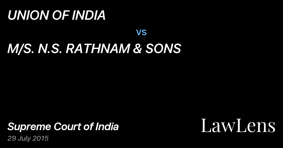 Preview image for UNION OF INDIA vs. M/S. N.S. RATHNAM & SONS