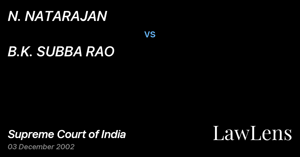 Preview image for N. NATARAJAN vs. B.K. SUBBA RAO