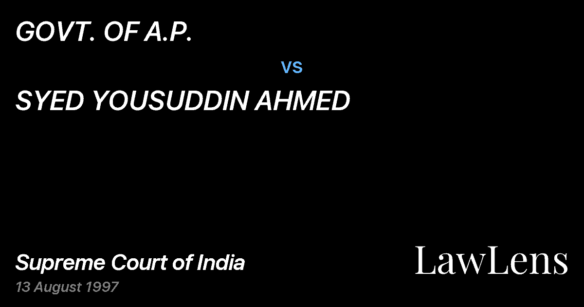 Preview image for GOVT. OF A.P. vs. SYED YOUSUDDIN AHMED