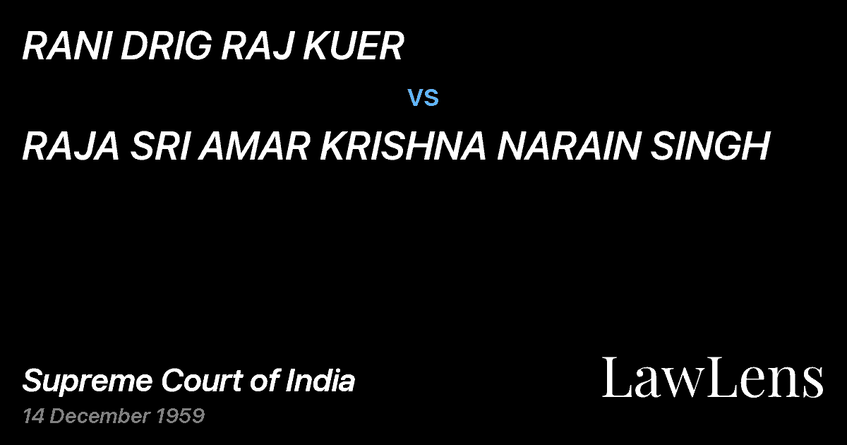 Preview image for RANI DRIG RAJ KUER vs. RAJA SRI AMAR KRISHNA NARAIN SINGH