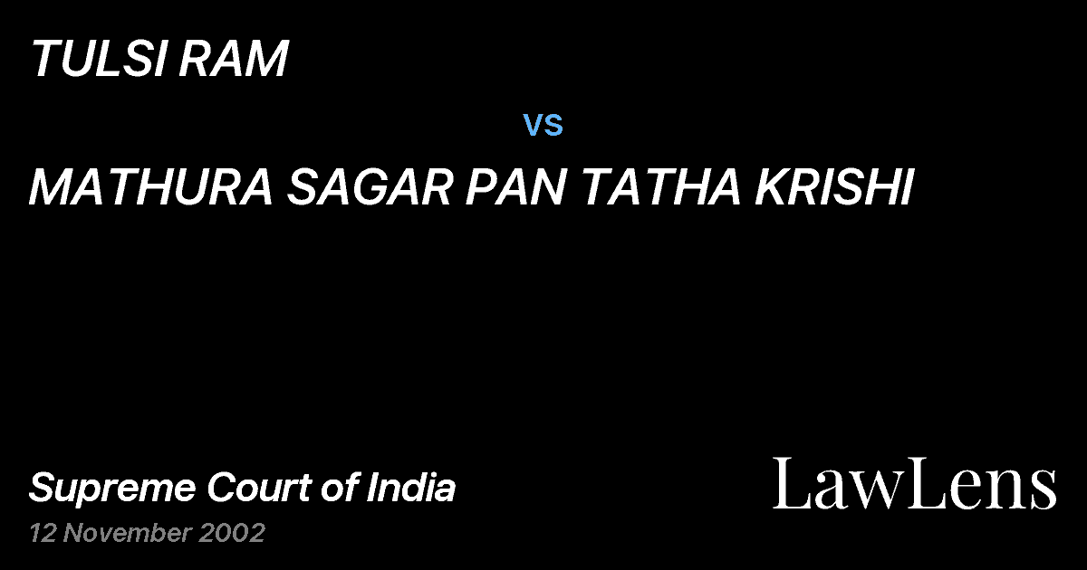 Preview image for TULSI RAM vs. MATHURA SAGAR PAN TATHA KRISHI