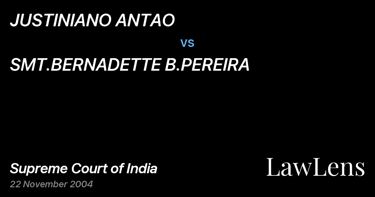 Preview image for JUSTINIANO ANTAO vs. SMT.BERNADETTE B.PEREIRA
