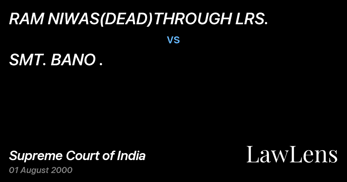 Preview image for RAM NIWAS(DEAD)THROUGH LRS. vs. SMT. BANO .