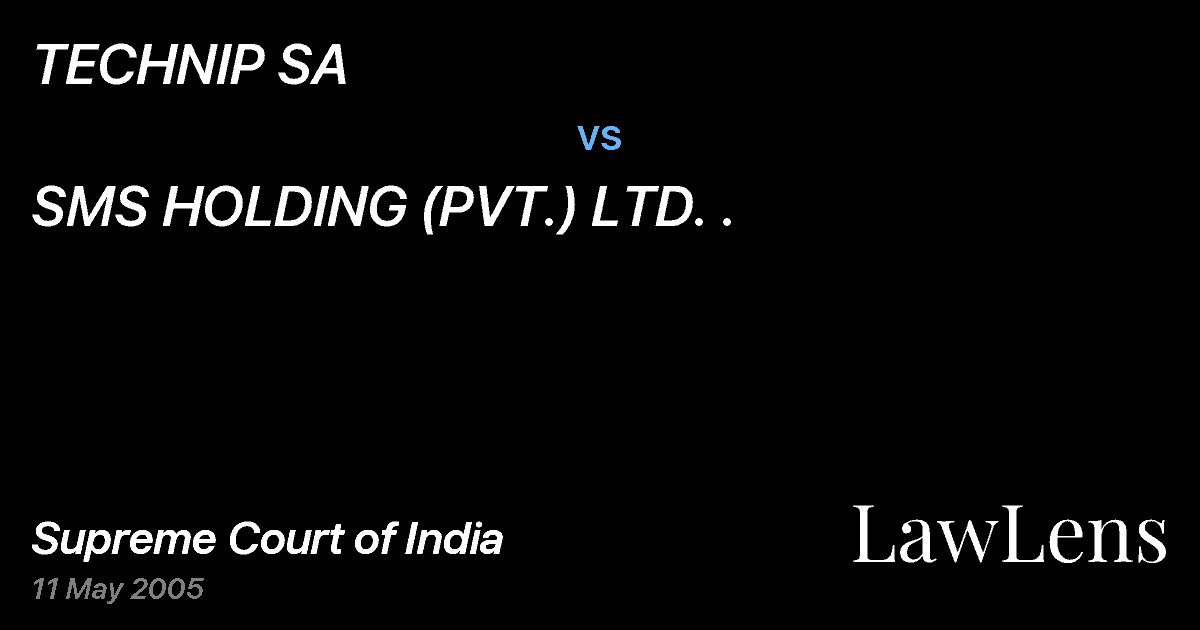 Preview image for TECHNIP SA vs. SMS HOLDING (PVT.) LTD. .
