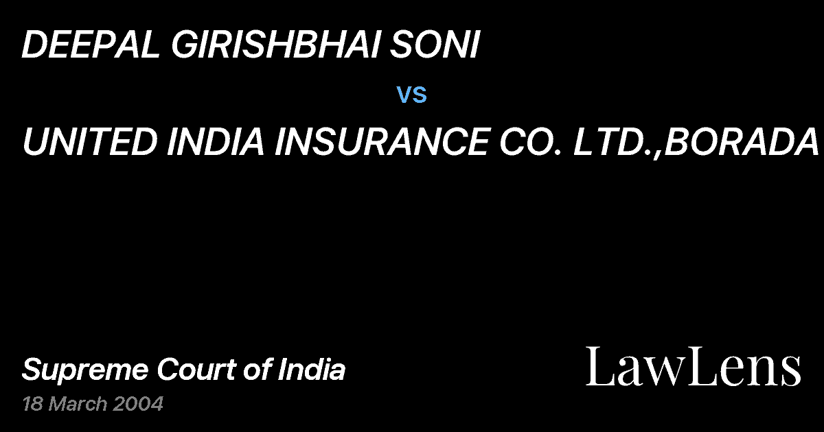 Preview image for DEEPAL GIRISHBHAI SONI vs. UNITED INDIA INSURANCE CO. LTD.,BORADA