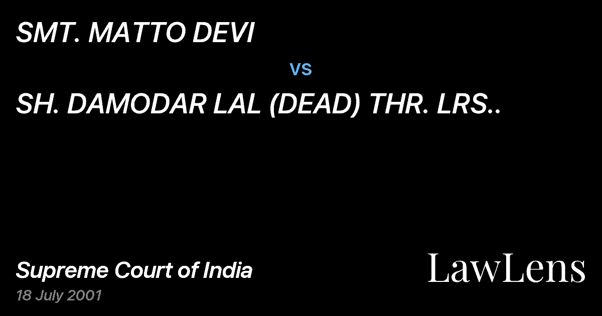 Preview image for SMT. MATTO DEVI vs. SH. DAMODAR LAL (DEAD) THR. LRS..