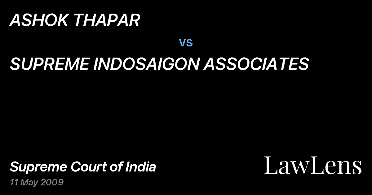 Preview image for ASHOK THAPAR vs. SUPREME INDOSAIGON ASSOCIATES