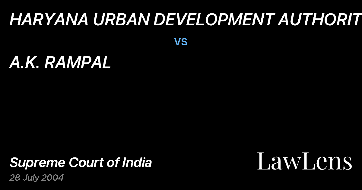 Preview image for HARYANA URBAN DEVELOPMENT AUTHORITY &ORS vs. A.K. RAMPAL