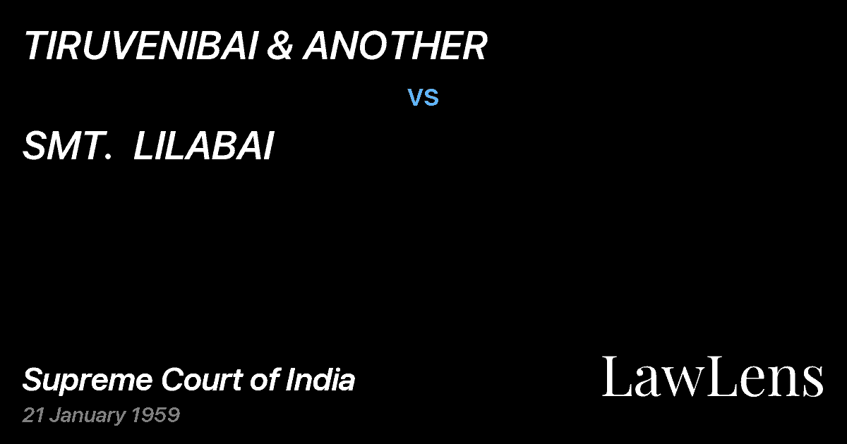 Preview image for TIRUVENIBAI & ANOTHER vs. SMT.  LILABAI