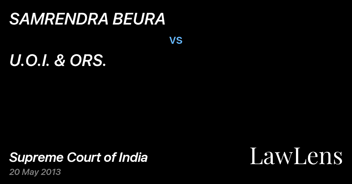 Preview image for SAMRENDRA BEURA vs. U.O.I. & ORS.