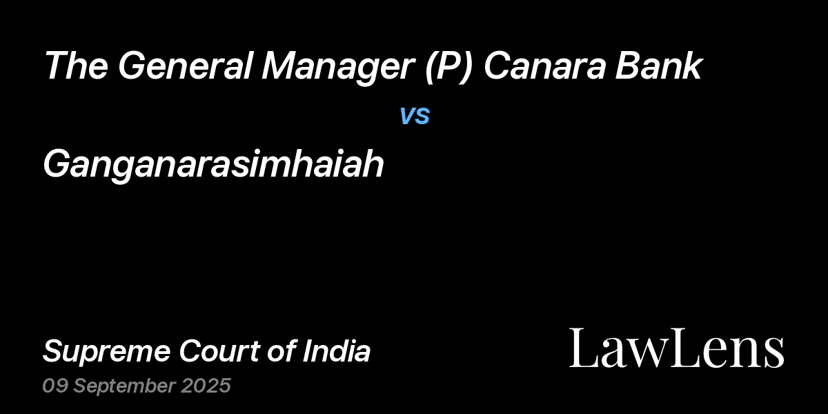 Preview image for The General Manager (P) Canara Bank vs. Ganganarasimhaiah