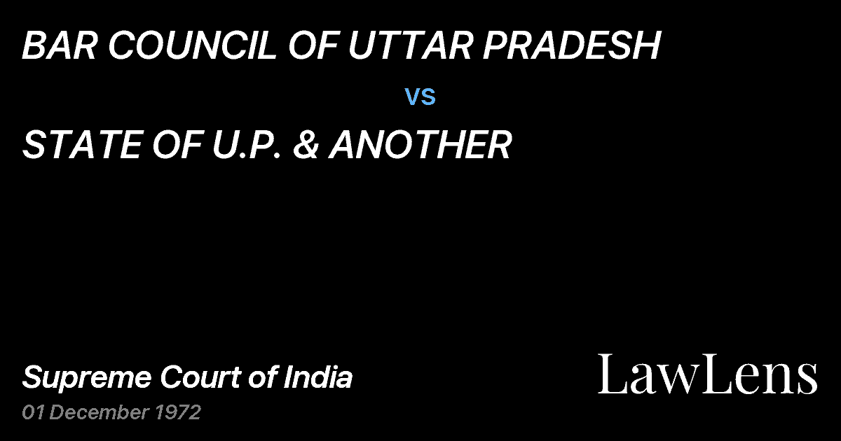 Preview image for BAR COUNCIL OF UTTAR PRADESH vs. STATE OF U.P. & ANOTHER