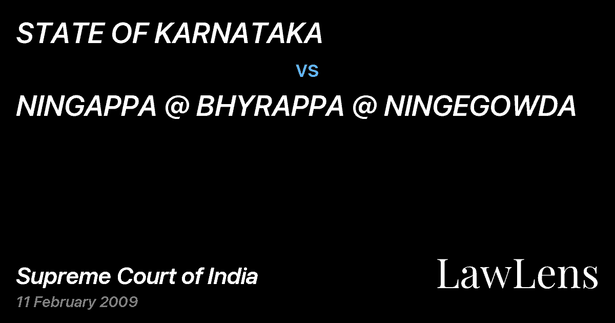 Preview image for STATE OF KARNATAKA vs. NINGAPPA @ BHYRAPPA @ NINGEGOWDA