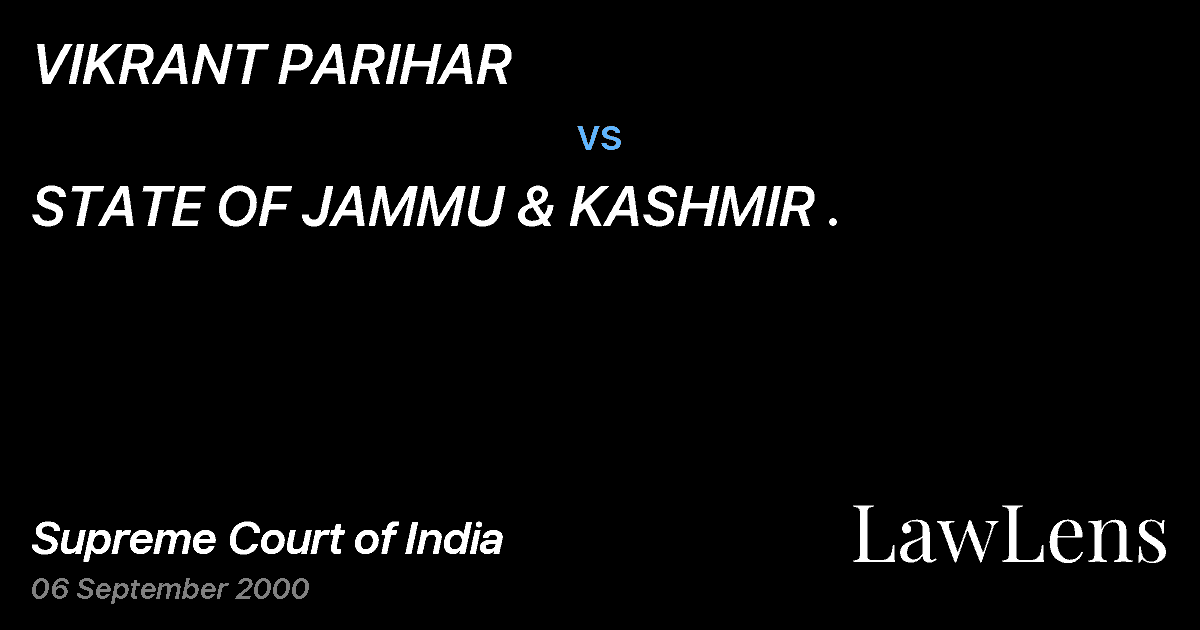 Preview image for VIKRANT PARIHAR vs. STATE OF JAMMU & KASHMIR .