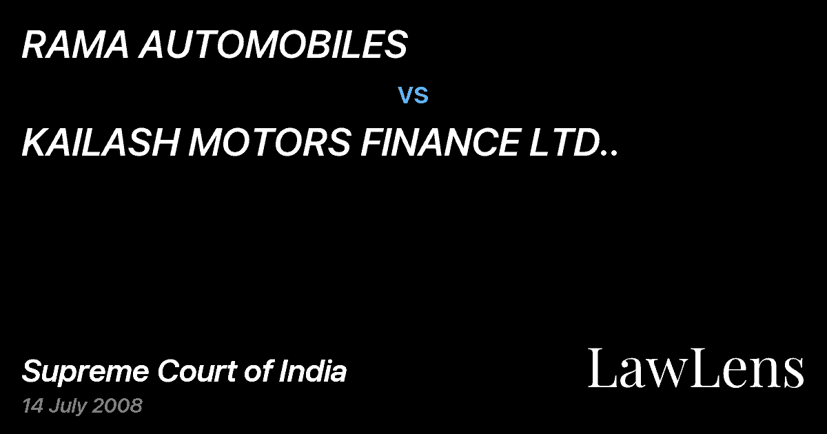 Preview image for RAMA AUTOMOBILES vs. KAILASH MOTORS FINANCE LTD..