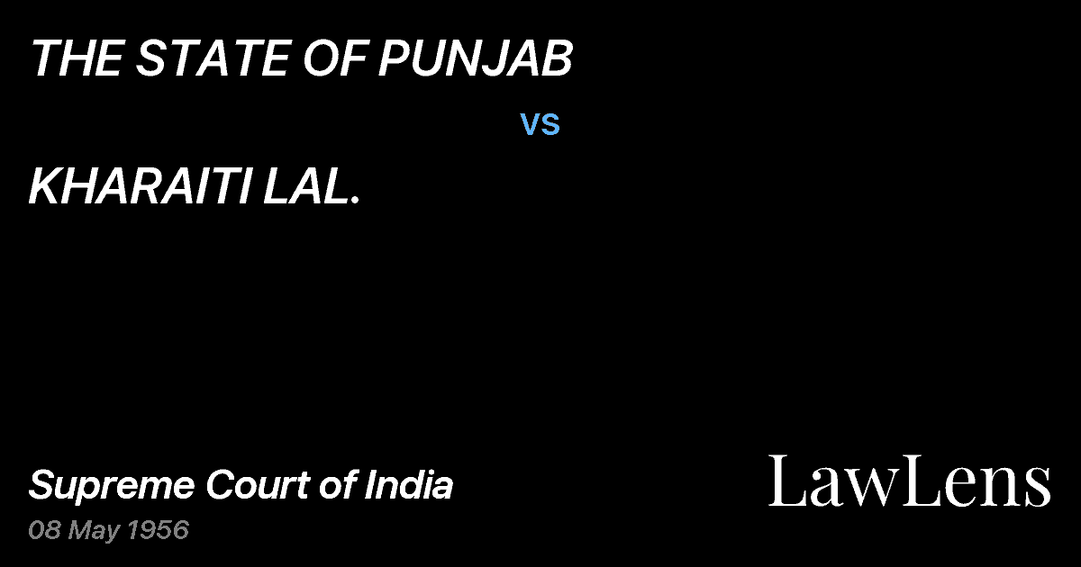 Preview image for THE STATE OF PUNJAB vs. KHARAITI LAL.