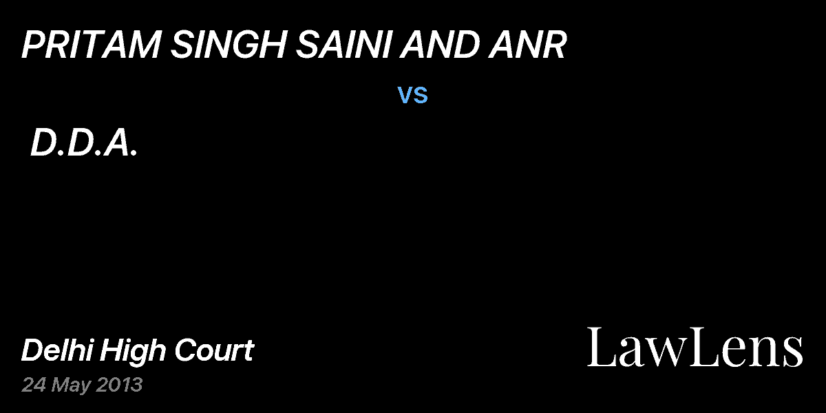 Preview image for PRITAM SINGH SAINI AND ANR vs. D.D.A.