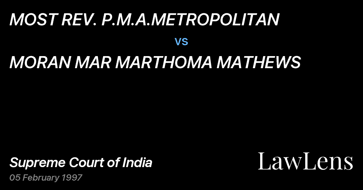 Preview image for MOST REV. P.M.A.METROPOLITAN vs. MORAN MAR MARTHOMA MATHEWS