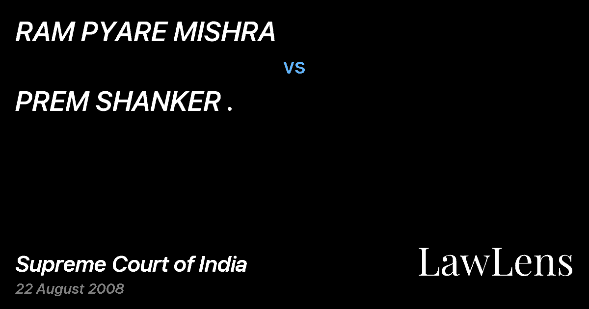 Preview image for RAM PYARE MISHRA vs. PREM SHANKER .