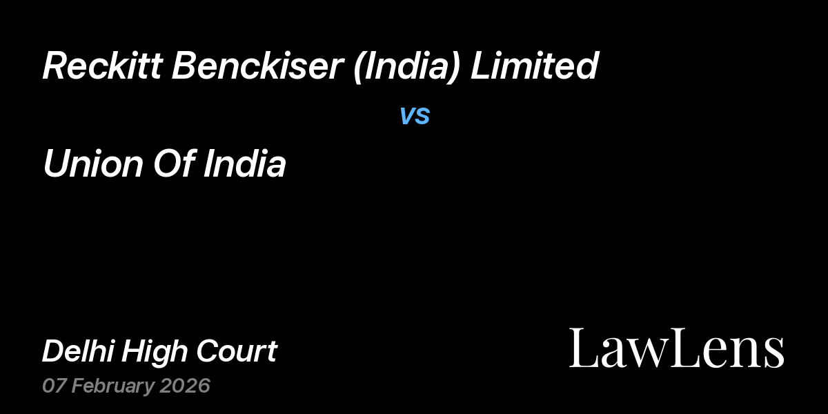 Preview image for Reckitt Benckiser (India) Limited vs. Union Of India