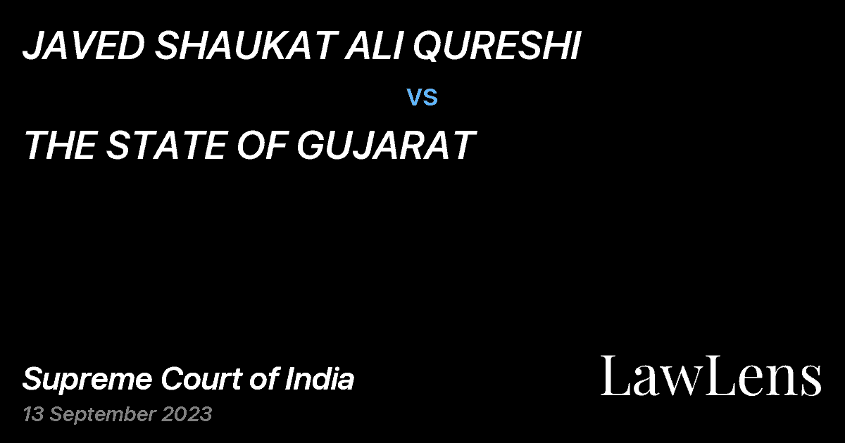 Preview image for JAVED SHAUKAT ALI QURESHI vs. THE STATE OF GUJARAT