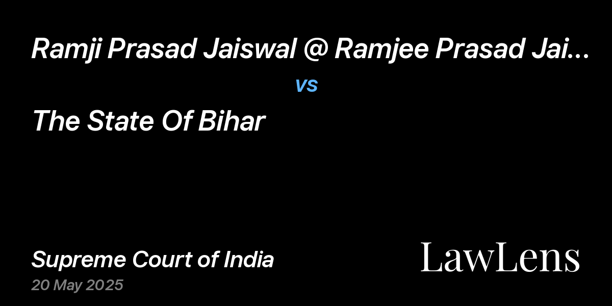 Preview image for Ramji Prasad Jaiswal @ Ramjee Prasad Jaiswal vs. The State Of Bihar