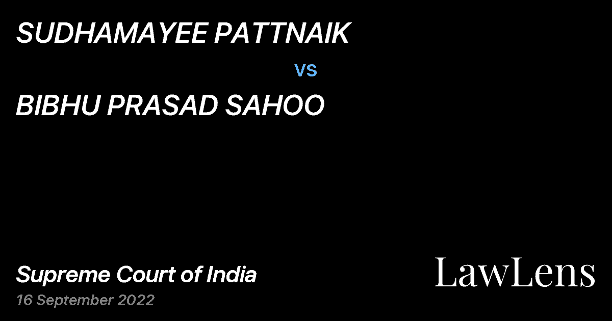 Preview image for SUDHAMAYEE PATTNAIK vs. BIBHU PRASAD SAHOO