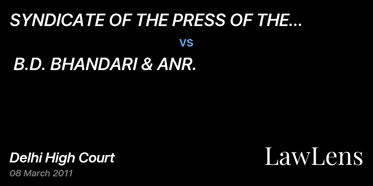Preview image for SYNDICATE OF THE PRESS OF THE UNIVERSTIY OF CAMBRIDGE ON BEHALF OF THE CHANCELLOR, MASTERS AND SCHOO vs. B.D. BHANDARI & ANR.