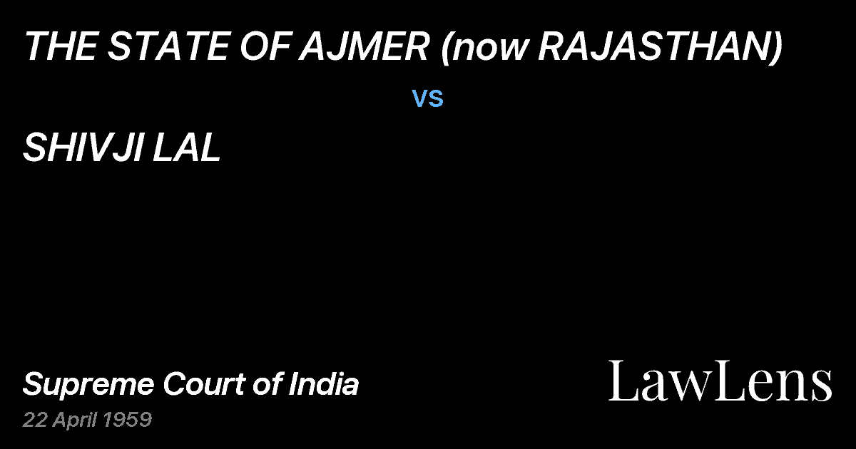 Preview image for THE STATE OF AJMER (now RAJASTHAN) vs. SHIVJI LAL