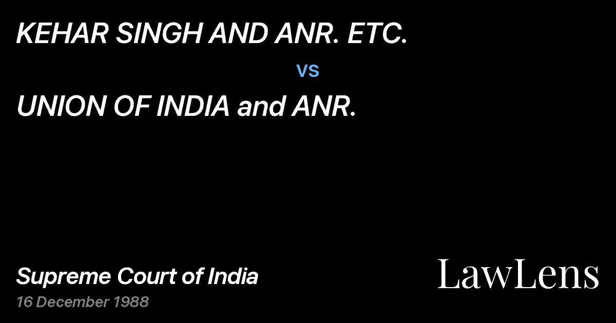 Preview image for KEHAR SINGH AND ANR. ETC. vs. UNION OF INDIA and ANR.