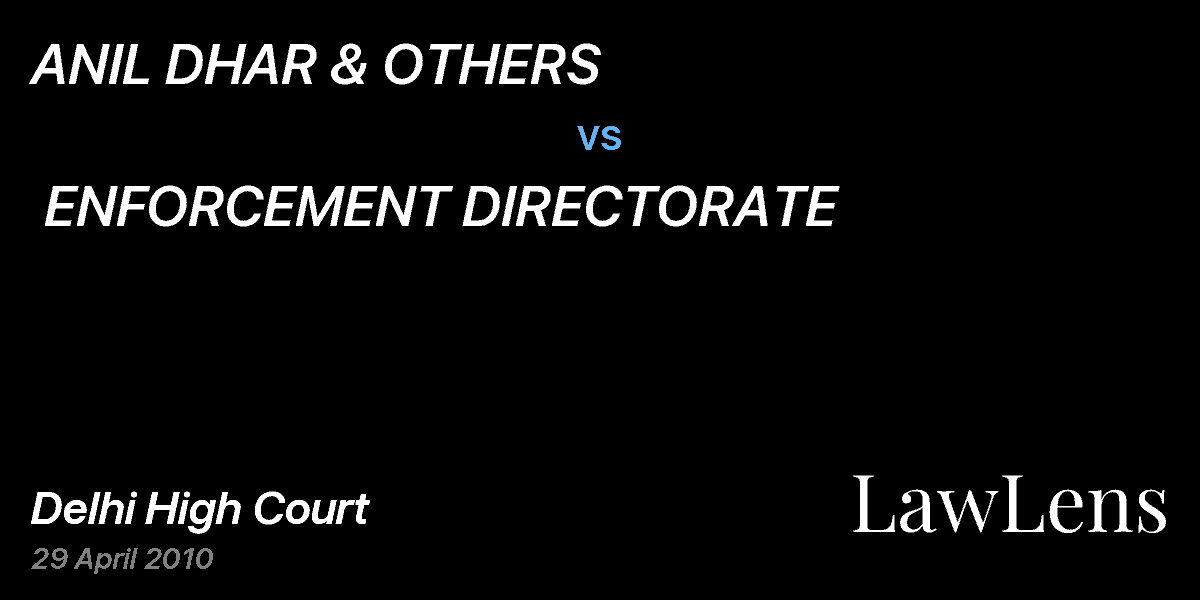 Preview image for ANIL DHAR & OTHERS vs. ENFORCEMENT DIRECTORATE