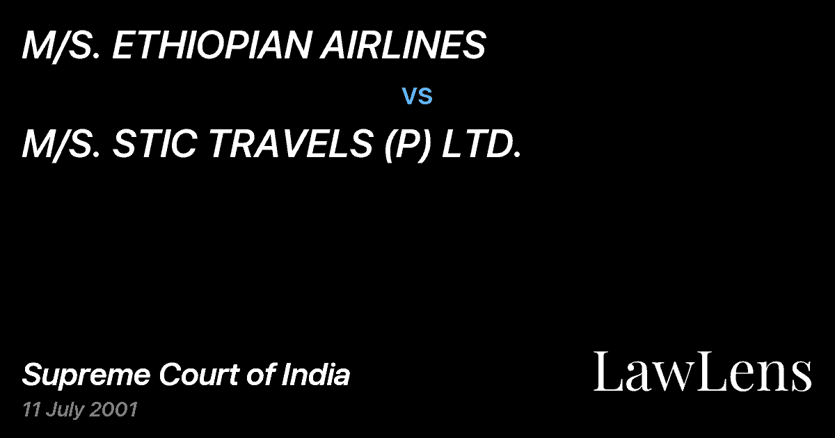 Preview image for M/S. ETHIOPIAN AIRLINES vs. M/S. STIC TRAVELS (P) LTD.